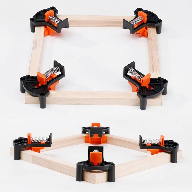 NAYE 60/90/120 Degree Multi Corner Clamps for Woodworking Set of 4,Adjustable Spring Loaded Right Angle Clamp Woodworking Tools,Carson Clamp for Carpentry,Frame Cabinet Wood Tools Accessories,Gifts for Men - Image 3